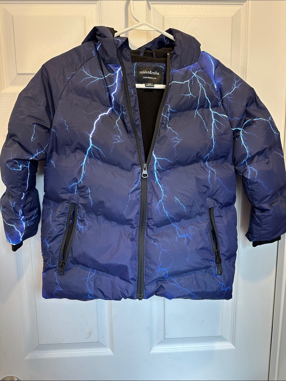 Rokk&Rolla Kids' Navy Lightning Puffer Jacket with Hood